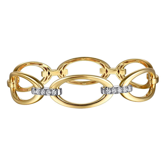 14K White & Yellow Gold Diamond Link Bangle