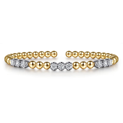 14K White & Yellow Gold Bujukan Diamond Split Bangle Bracelet