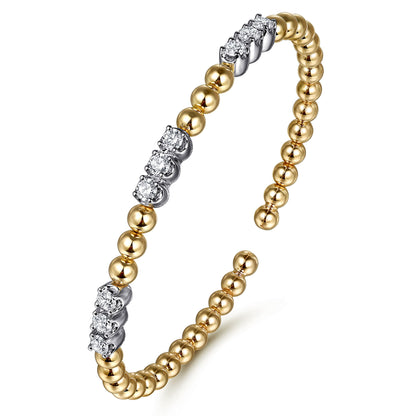 14K White & Yellow Gold Bujukan Diamond Split Bangle Bracelet