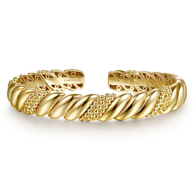 14K Yellow Plain Gold Bujukan Split Bangle Bracelet
