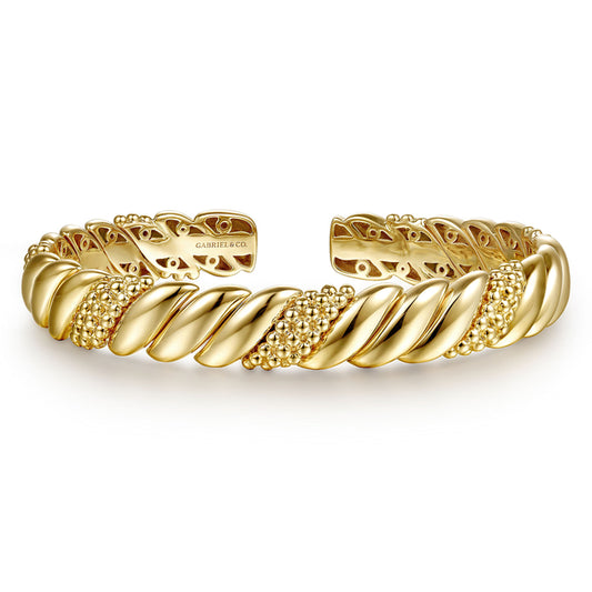 14K Yellow Plain Gold Bujukan Split Bangle Bracelet