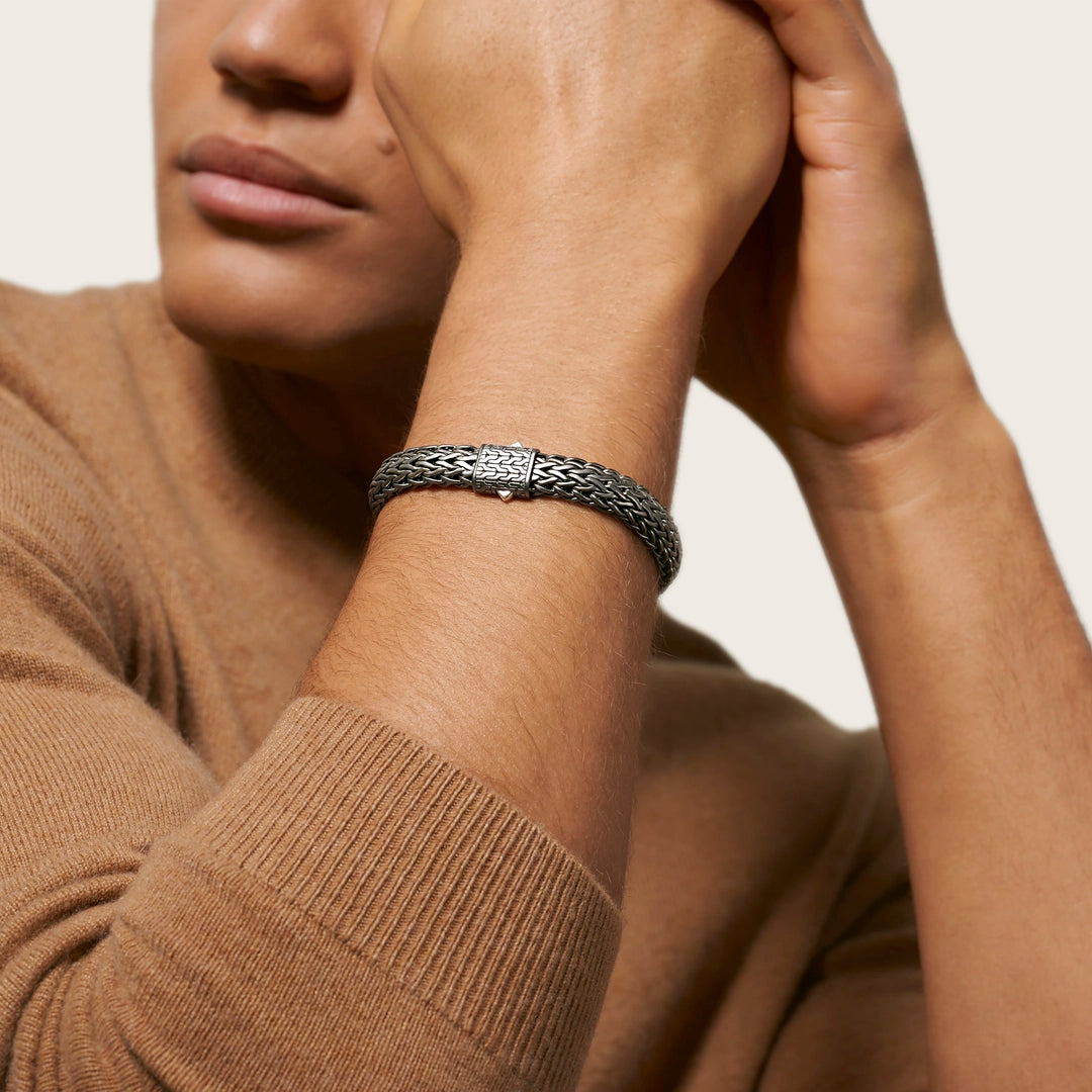 Icon Flat Bracelet, Dark Silver, 11MM