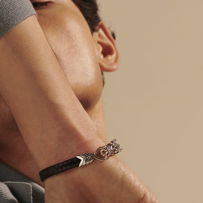 Naga Bracelet in Leather, SterlingSilver