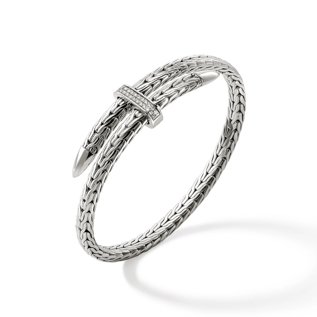 Spear Flex Cuff, Sterling Silver, Diamonds