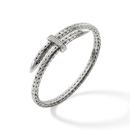 Spear Flex Cuff, Sterling Silver, Diamonds