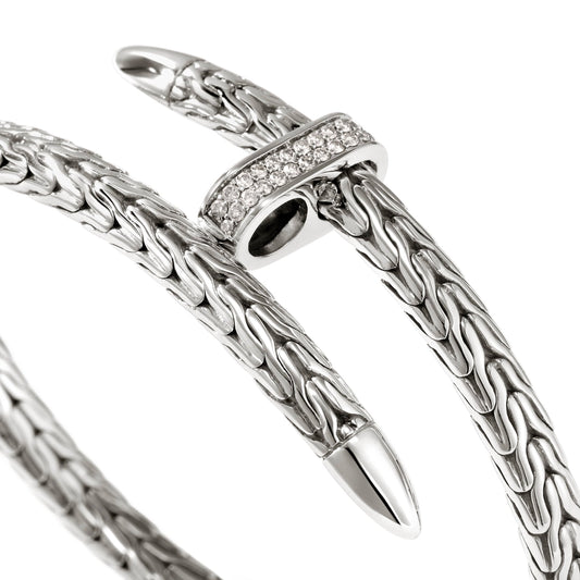 Spear Flex Cuff, Sterling Silver, Diamonds