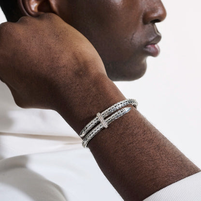 Spear Flex Cuff, Sterling Silver, Diamonds