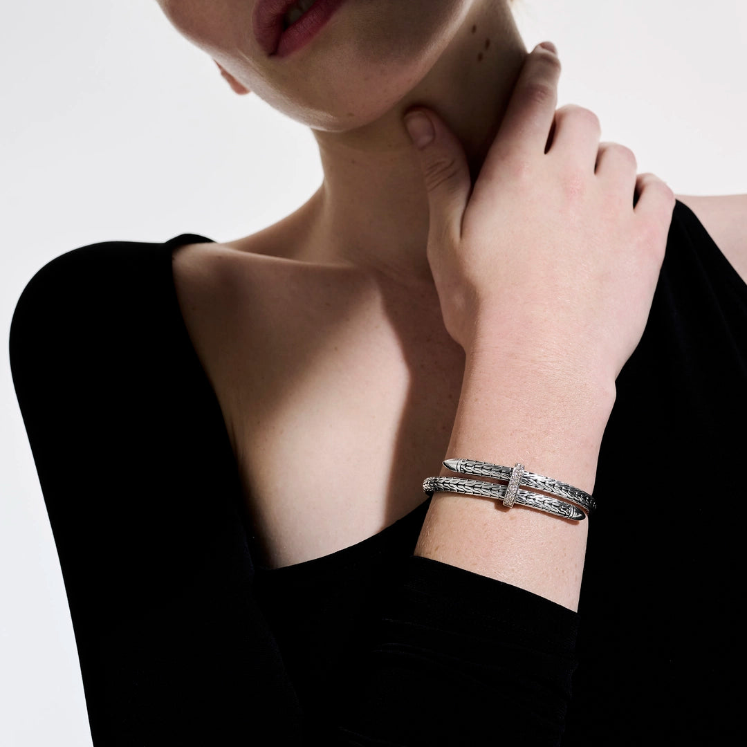 Spear Flex Cuff, Sterling Silver, Diamonds