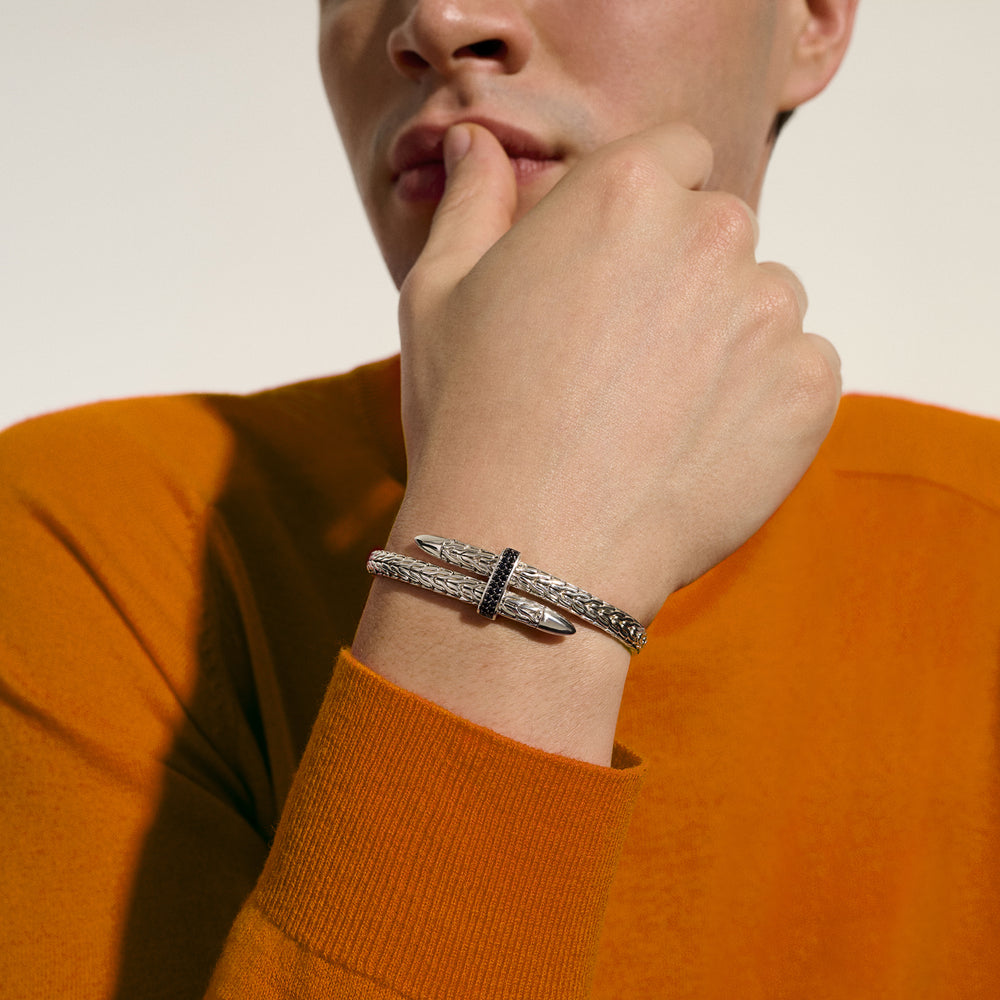 Spear Flex Cuff, Sterling Silver, Gemstones