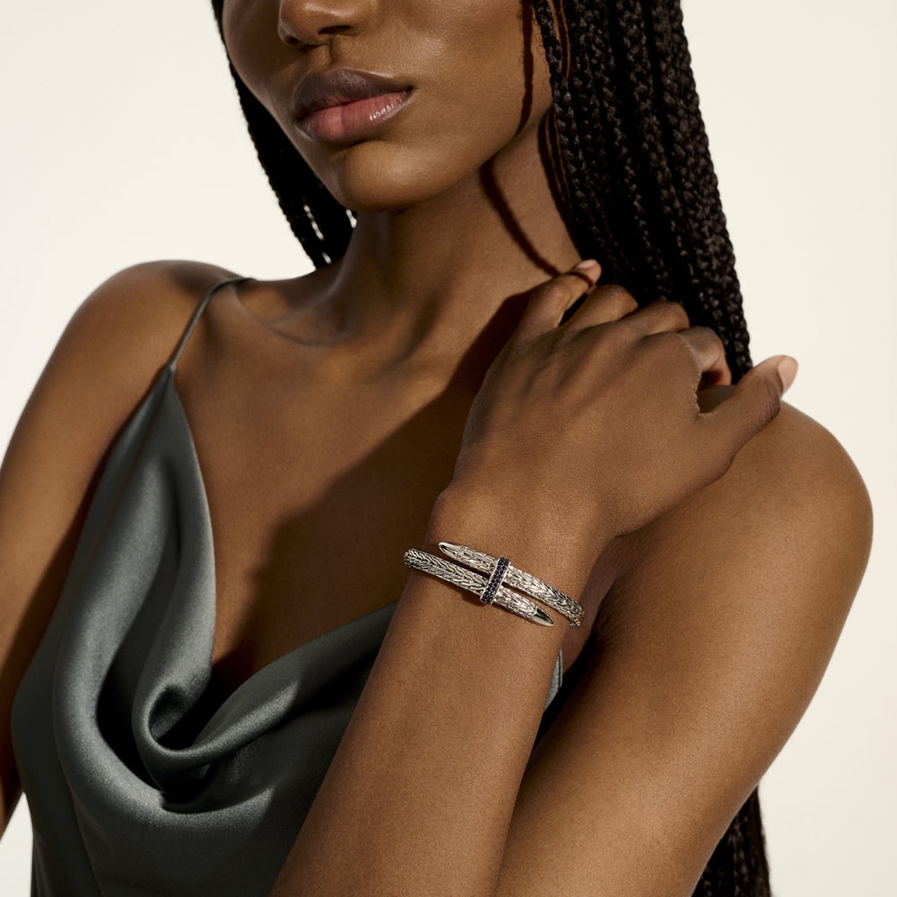 Spear Flex Cuff, Sterling Silver, Gemstones