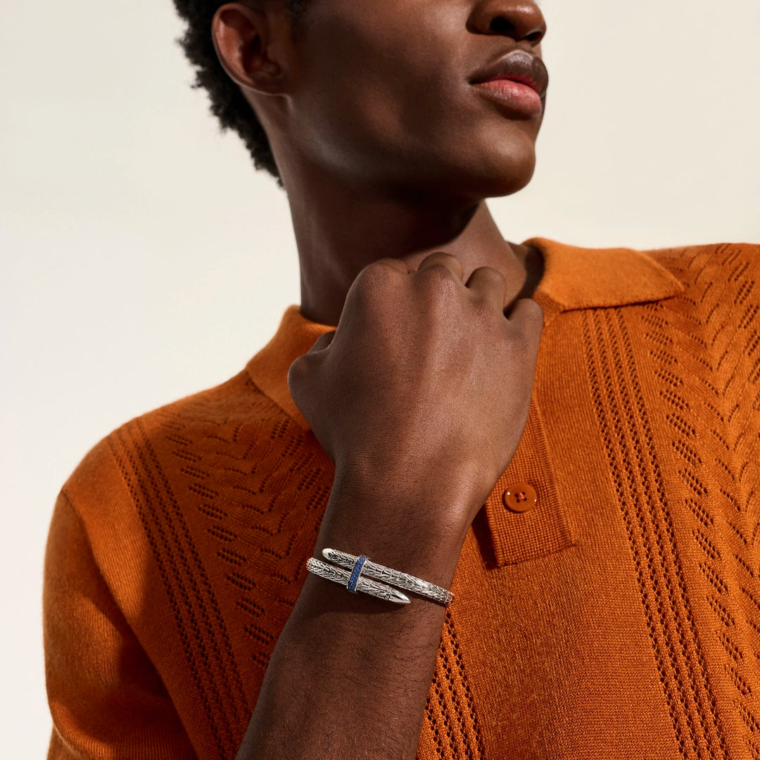 Spear Flex Cuff, Sterling Silver, Gemstones