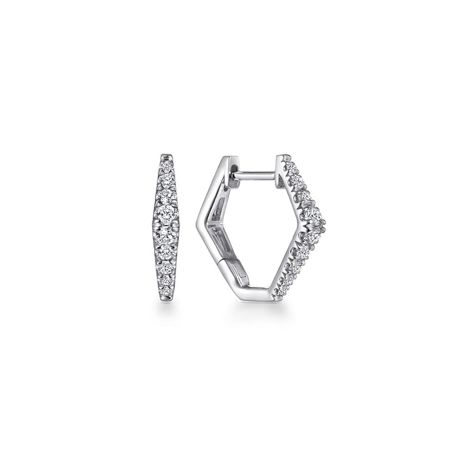 14K White Gold 15mm Diamond Huggies