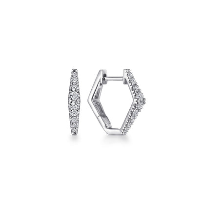14K White Gold 15mm Diamond Huggies
