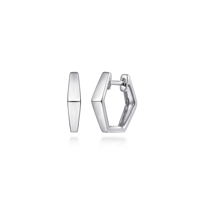 925 Sterling Silver Geometric Huggie Earrings