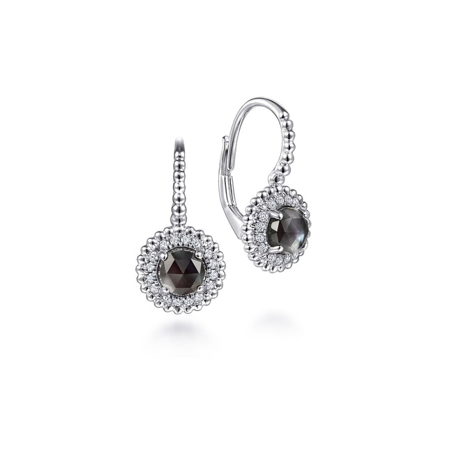 Sterling Silver Rock Crystal/Black MOP and White Sapphire Bujukan Earrings