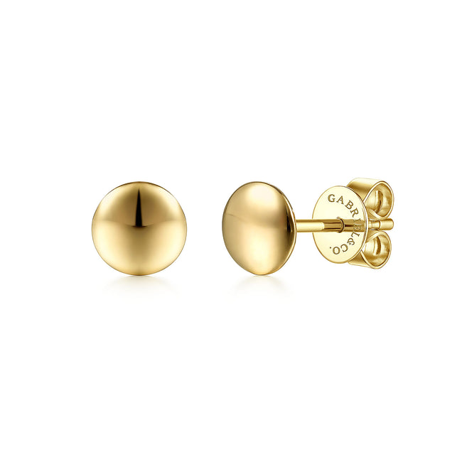 14K Yellow Gold Round Stud Earrings