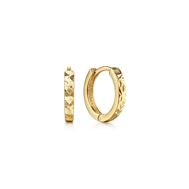 14K Yellow Gold Plain Huggie Earrings