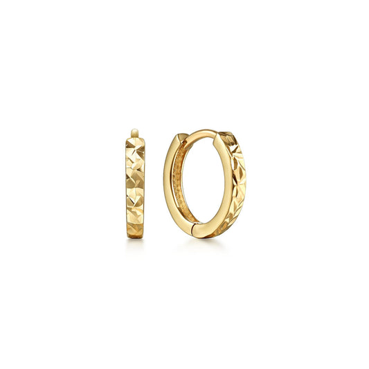 14K Yellow Gold Plain Huggie Earrings