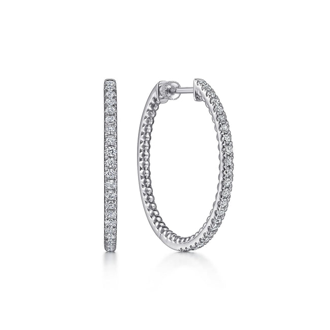 925 Sterling Silver 30mm White Sapphire Bujukan Classic Hoop Earrings
