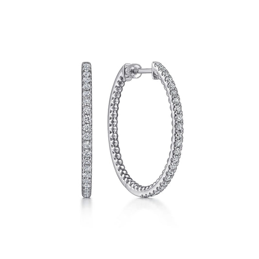 925 Sterling Silver 30mm White Sapphire Bujukan Classic Hoop Earrings