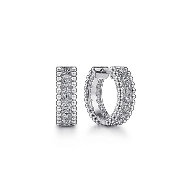 925 Sterling Silver Bujukan Huggies White Sapphire