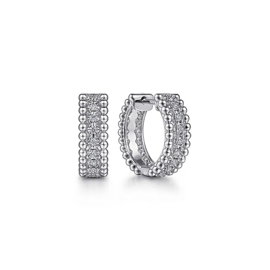 925 Sterling Silver Bujukan Huggies White Sapphire