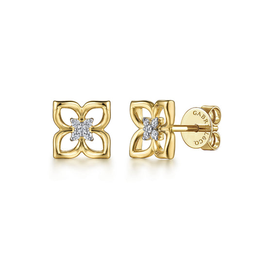 14K Yellow Gold Diamond Stud Earrings