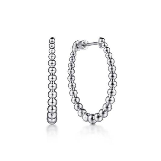 925 Sterling Silver Bujukan Graduated 30mm Classic Hoop Earrings