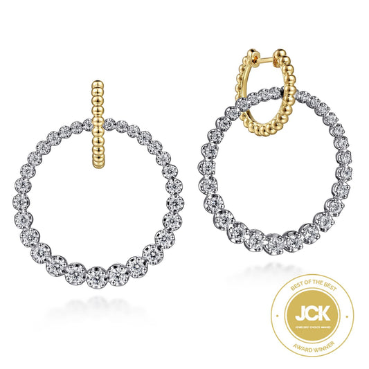 14K White-Yellow Gold Bujukan Diamond Circle Huggies