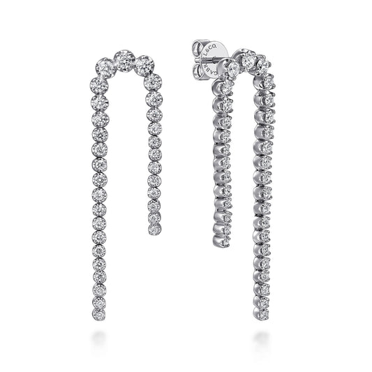 14K White Gold Diamond Stud Drop Earrings