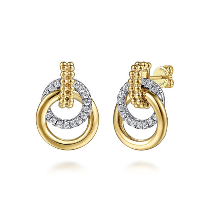 14K White & Yellow Gold Bujukan Diamond Stud Earrings