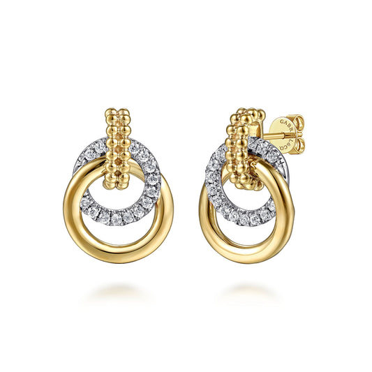 14K White & Yellow Gold Bujukan Diamond Stud Earrings