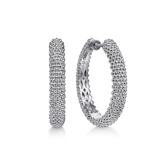 925 Sterling Silver Bujukan 30mm Classic Hoop Earrings