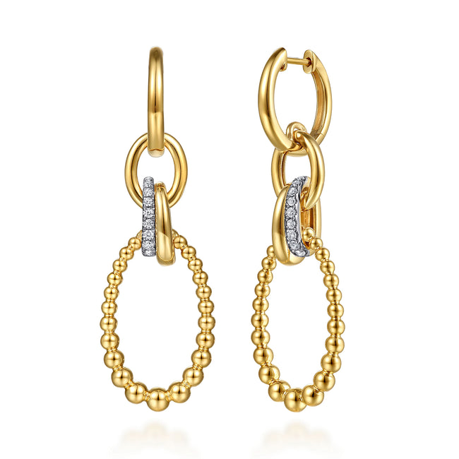 14K Yellow Gold Bujukan Diamond Link Drop Earrings