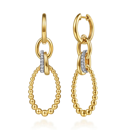 14K Yellow Gold Bujukan Diamond Link Drop Earrings