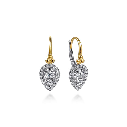 14K White & Yellow Gold Bujukan Diamond Drop Earrings