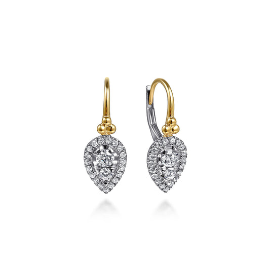 14K White & Yellow Gold Bujukan Diamond Drop Earrings