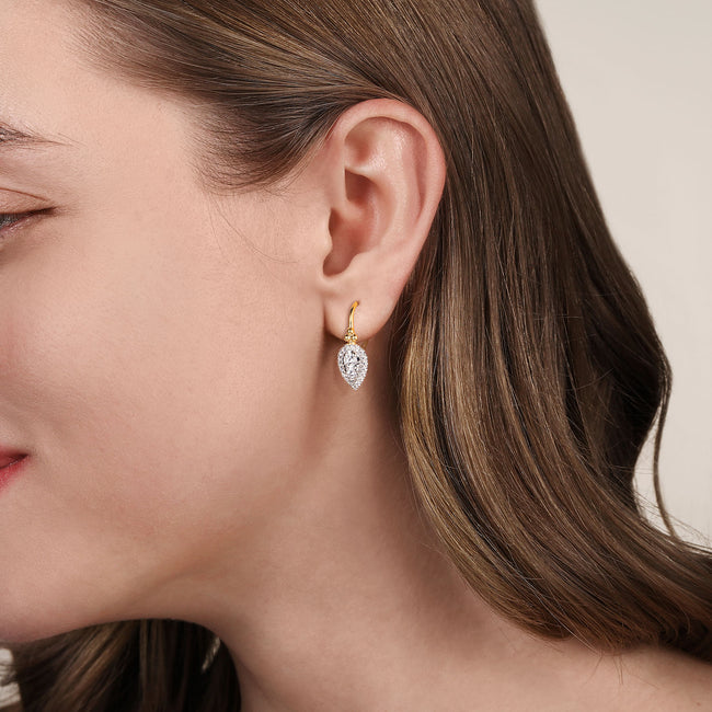 14K White & Yellow Gold Bujukan Diamond Drop Earrings