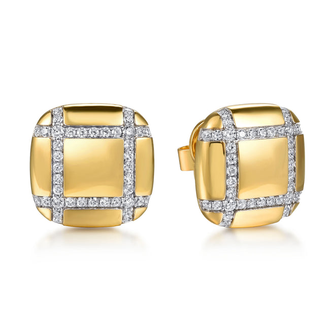 18K Yellow Gold Diamond Stud Earrings