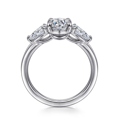 14K White Gold Round Three Stone Diamond Engagement Ring