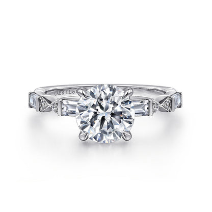 14K White Gold Round Diamond Engagement Ring