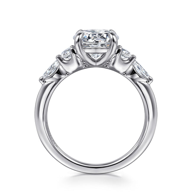14K White Gold Round Five Stone Diamond Engagement Ring