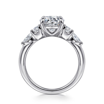 14K White Gold Round Five Stone Diamond Engagement Ring