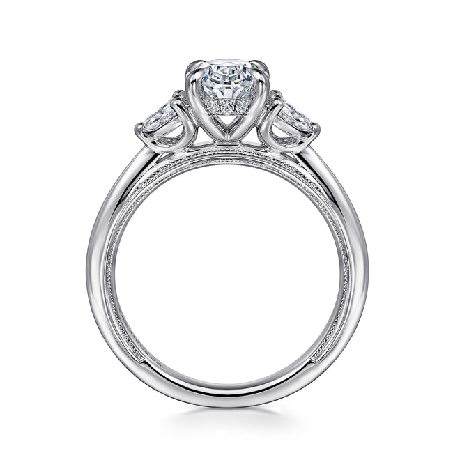 14K White Gold Oval Diamond Engagement Ring