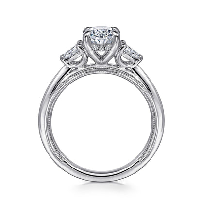 14K White Gold Oval Diamond Engagement Ring