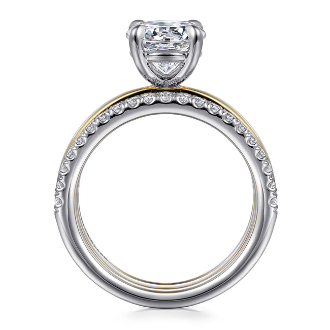14K White-Yellow Gold Round Diamond Engagement Ring