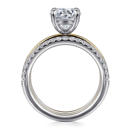 14K White-Yellow Gold Round Diamond Engagement Ring