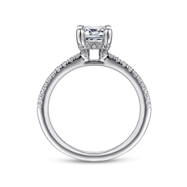 14K White Gold Emerald Cut Diamond Engagement Ring