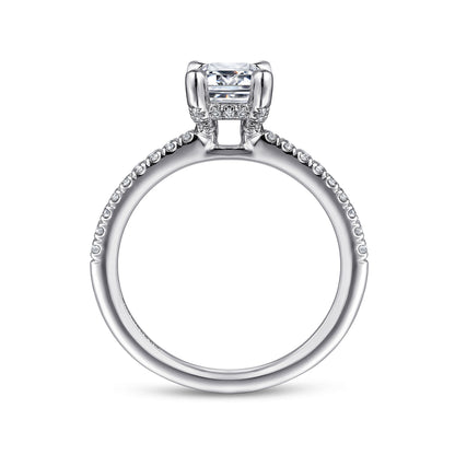 14K White Gold Emerald Cut Diamond Engagement Ring