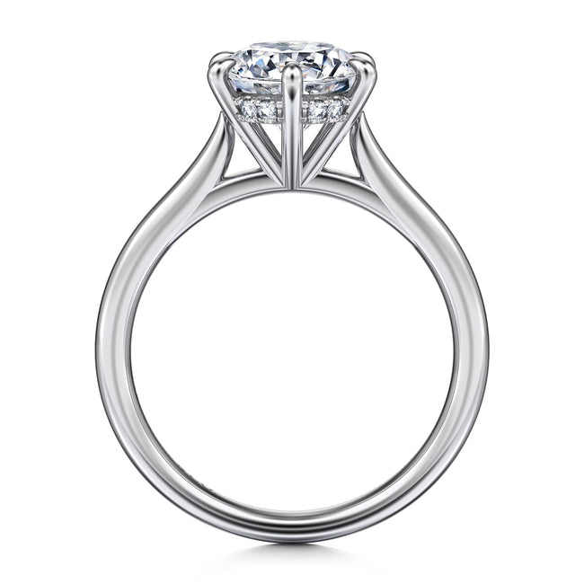 14K White Gold Round Solitaire Diamond Engagement Ring